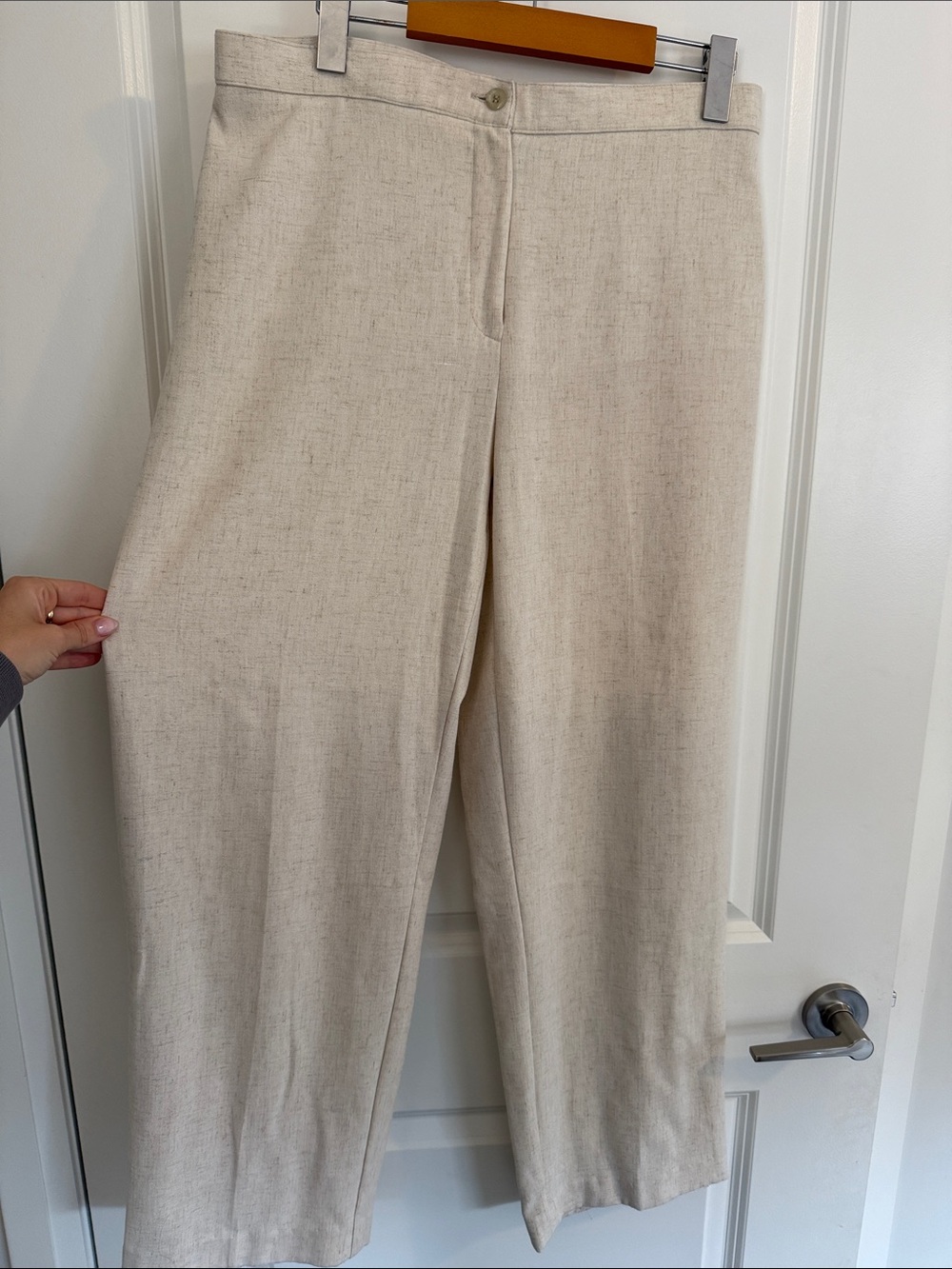 Classic Cream linen Wide-Leg Women's Pants